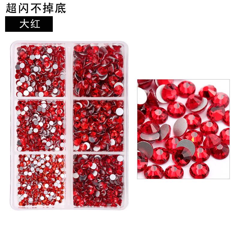 6-Grid Nail Art Diamond Box Ss6-Ss20 Large-Capacity Flat-Bottomed Rhinestone Set Diy Nail Jewelry Sticker Drill 1560 Pcs