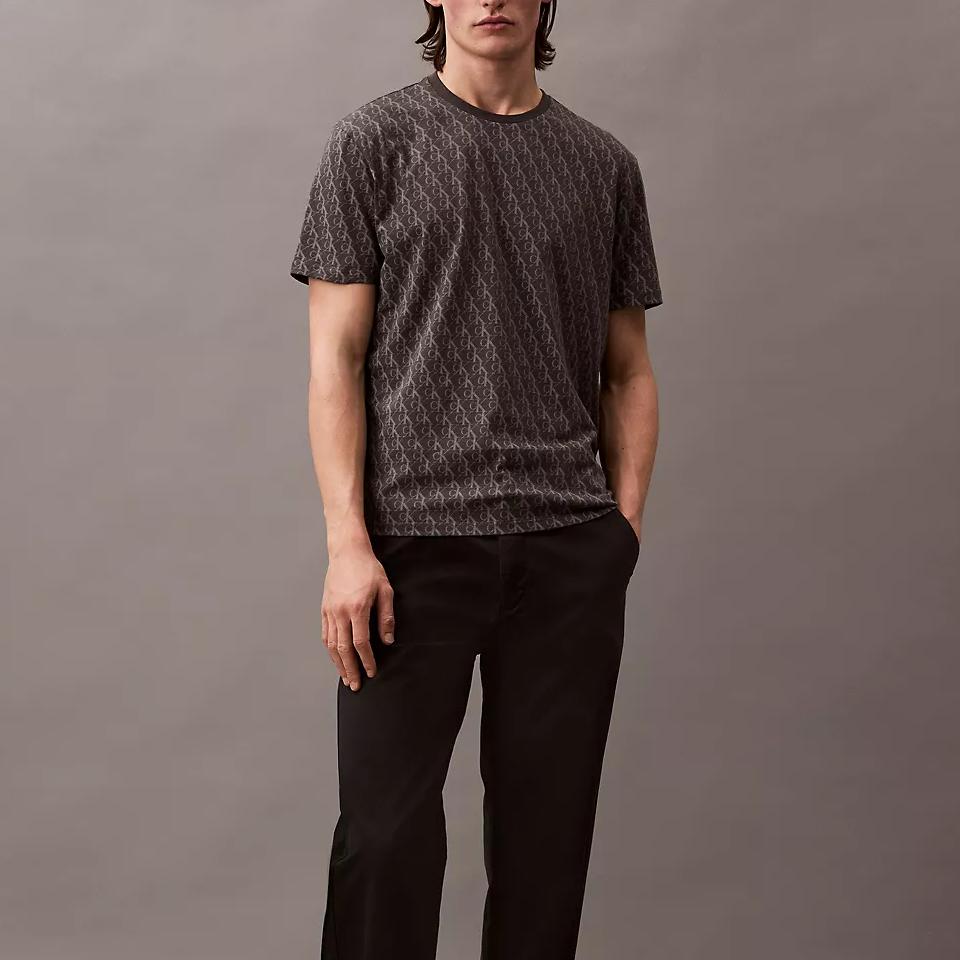 Calvin Klein Minimalist Comfortable Versatile Printed Letter Short Sleeve T-Shirt Men Tops Gray 40BC240-022