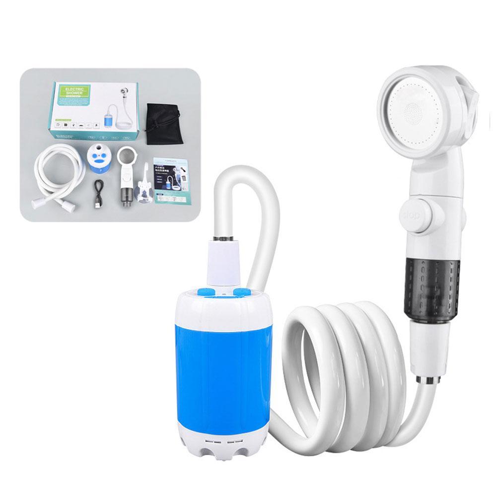 Portable Camping Shower Pump USB Rechargeable Outdoor Camp Hiking Car Washing RV Traveling Electric Shower Head Sprayer Pump