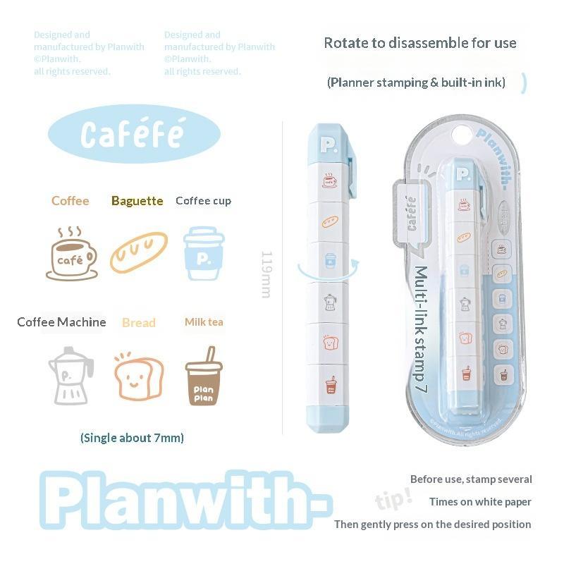 INS Aesthetic Kawaii Multilink Mood Stamp Cute Decorative Stamp for Journal Scrapbooking Travel Diary Decor