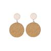 Fashion Boho Retro Button Earrings National Wind Weave Grass Paper Round Earrings Jewelry KTJ
