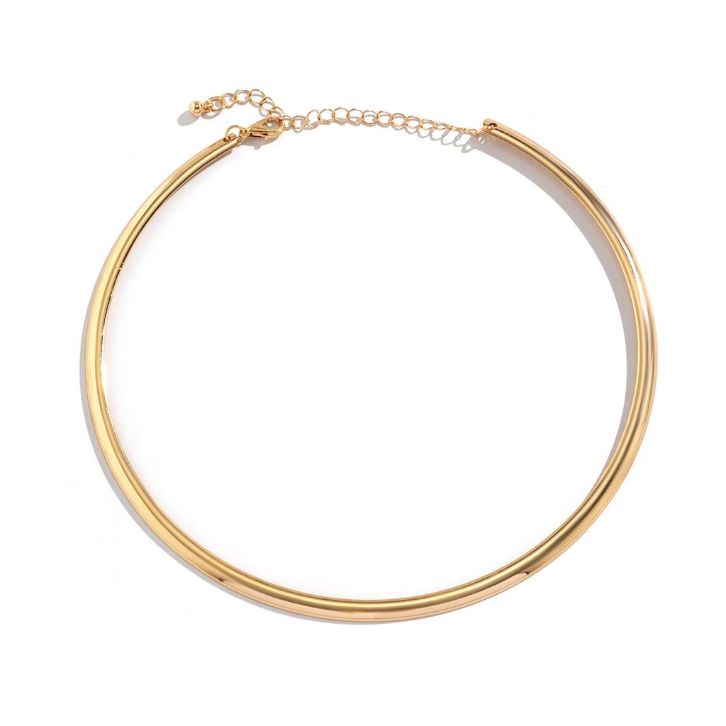 Ingemark Vintage Iron Metal Torques Choker Necklace for Women Goth Gold Color Smooth Adjustable Chain Fashion Zircon Steampunk