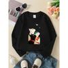 Kids Unisex Crewneck Sweatshirt, Four Colorful Cats Looking Up At Birds Cartoon Print Soft Fleece Pullover For Kids Over 4 Years Old