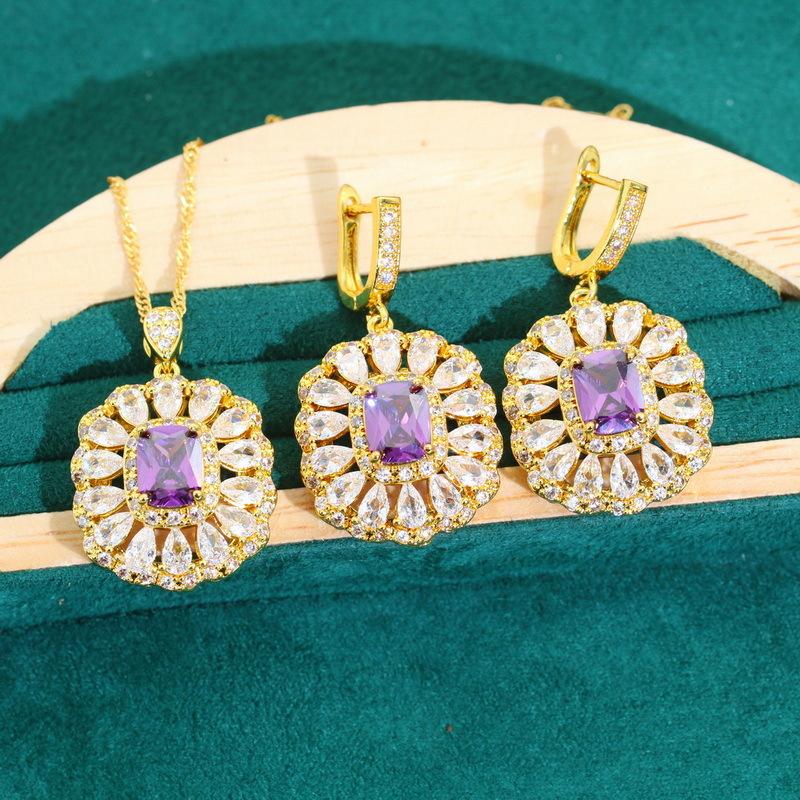 Modeschmuck Europa und Die Vereinigten Staaten Heiß Zirkon Armband Halskette Ohrringe Damen Schmuckset