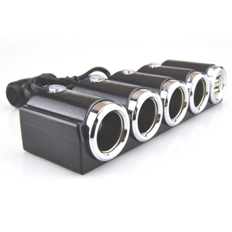 4v1 Dvojitá USB Vícezásuvka Autozapalovač Rozbočovač Zástrčka Adaptér Nabíječka