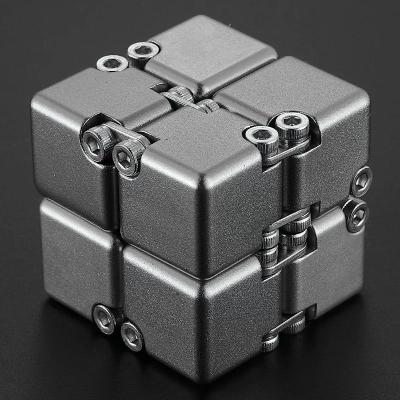 Edc German Cube Premium Aluminum Alloy Fidget Toy Pocket-Sized Infinity Flip Cube Gadget Stress Anxiety Relief For Adults Kids