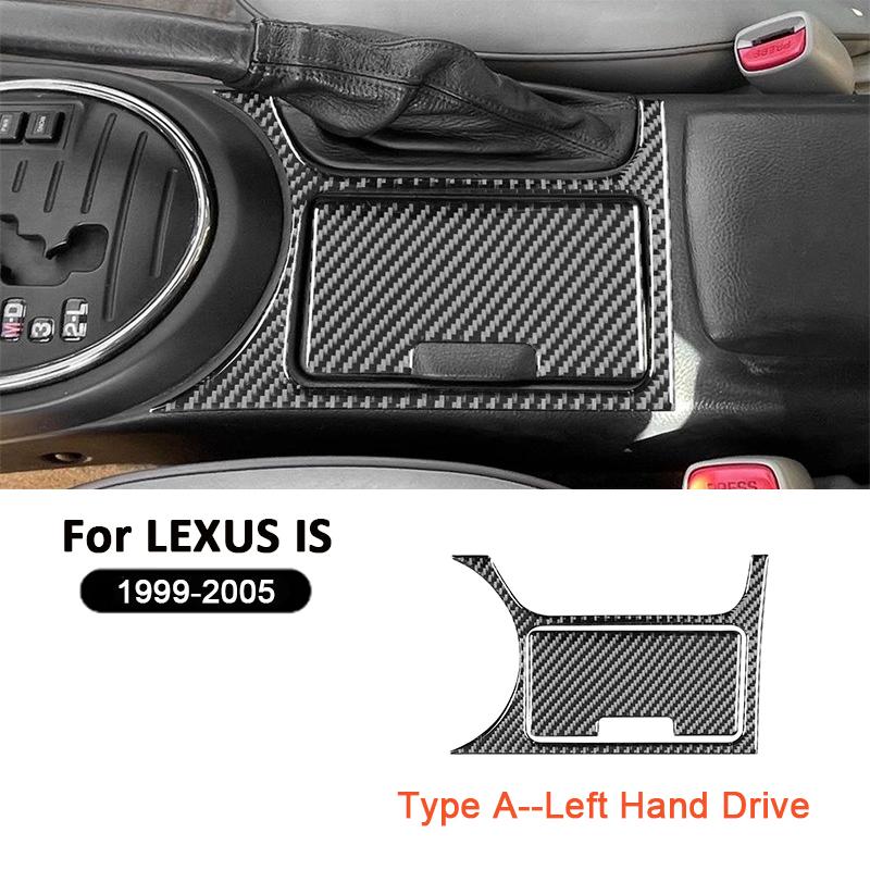For LEXUS IS 1999-2005 Carbon Fiber Car Center Console Sotorage Box Panel Water Cup Holder Trim Cover Inner Decoration Sticker
