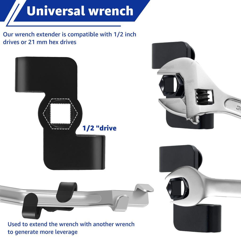 Wrench Extender Adapter and Wrench Extender Tool Bar Set Multi-purpose Universal 1/2" Drive Breaker Bar Extender for Auto Repair