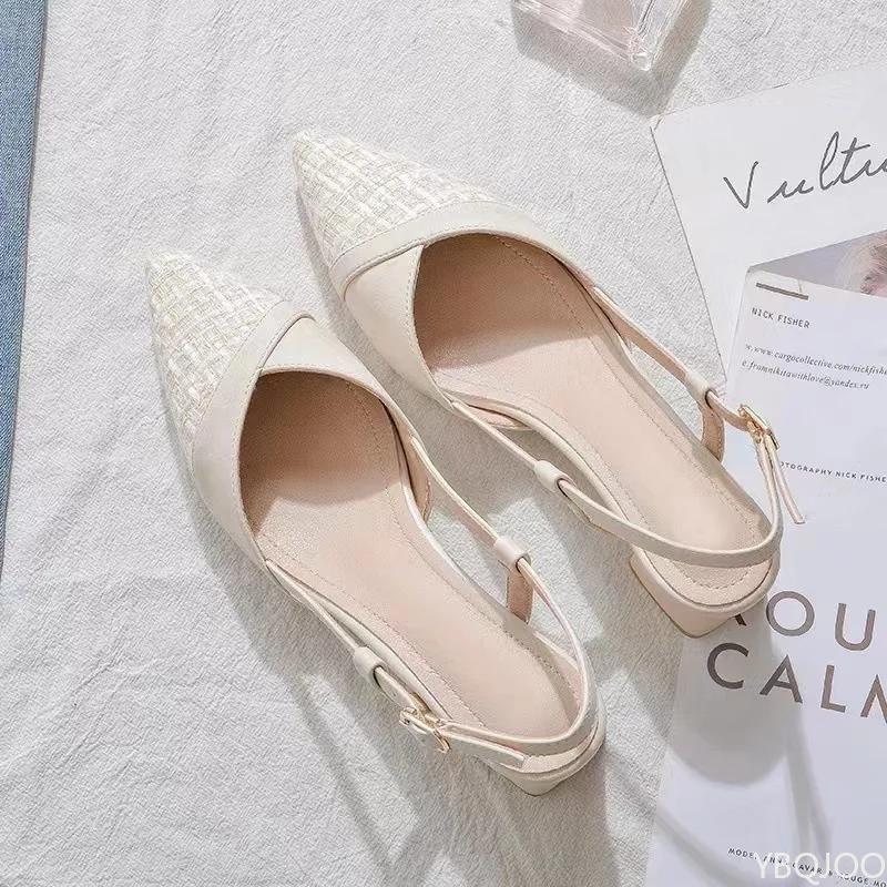 Fashion Baotou Women's Sandals Sharp pointed summer shoes Ladies middle heel sandal Versatile comfortable elegant shoe Zapatos