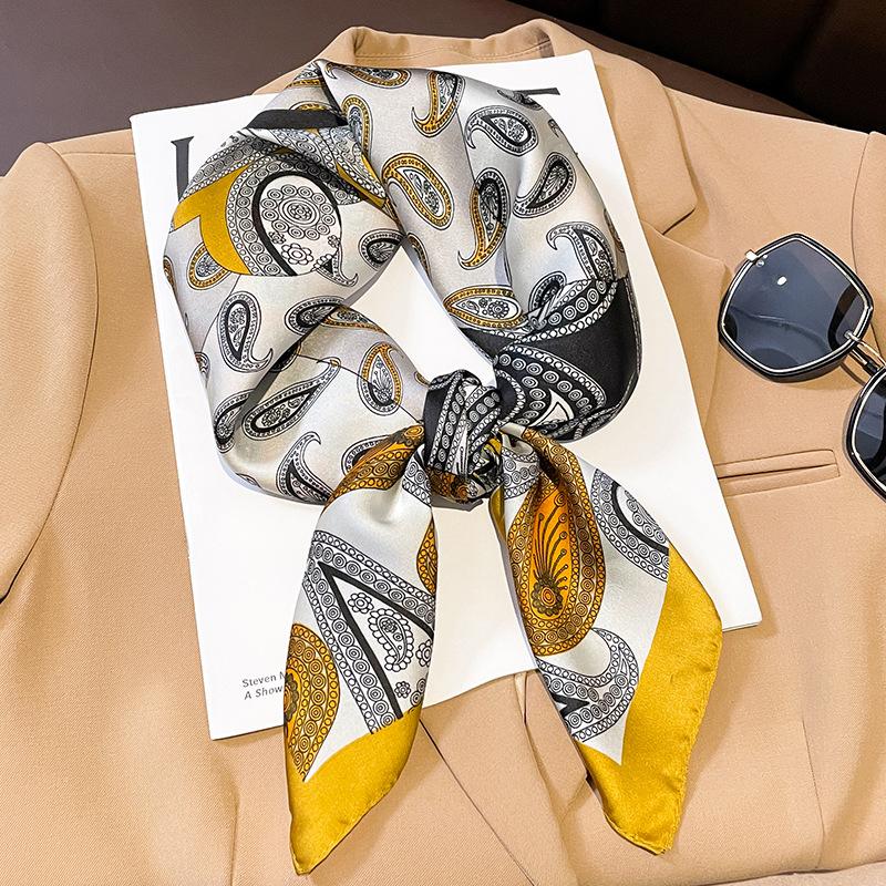 Luxury Brand  Silk Square Scarf Women Neck Hair Tie Band Beach Hijab Kerchief Head Headbands Bandana Female Foulard 70cm