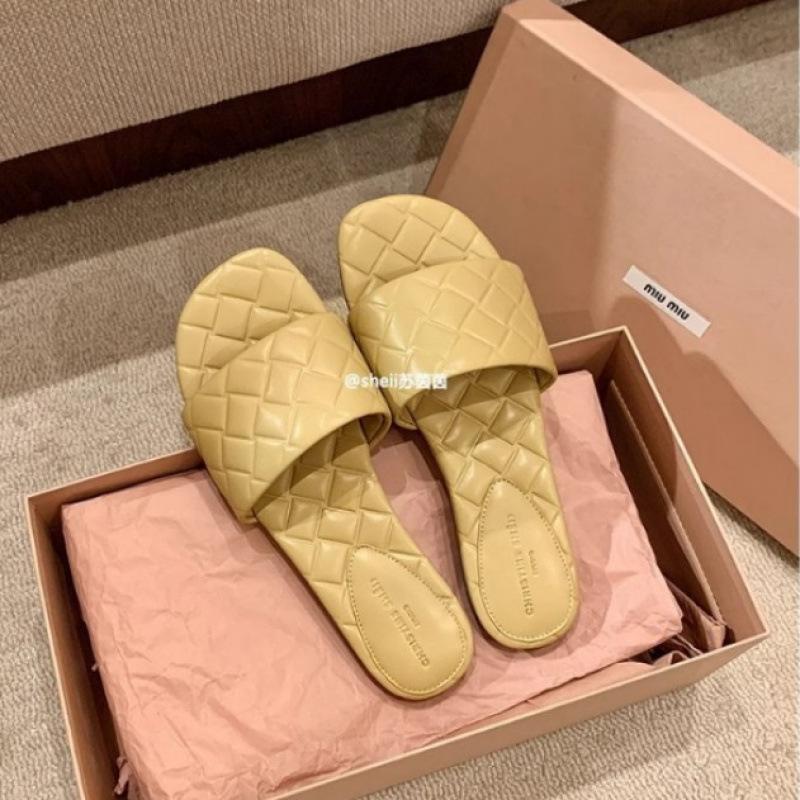 

[Sheei] Tyrande summer~ rhombus pattern flat-bottomed slippers women s sandals outside summer 34 чёрный