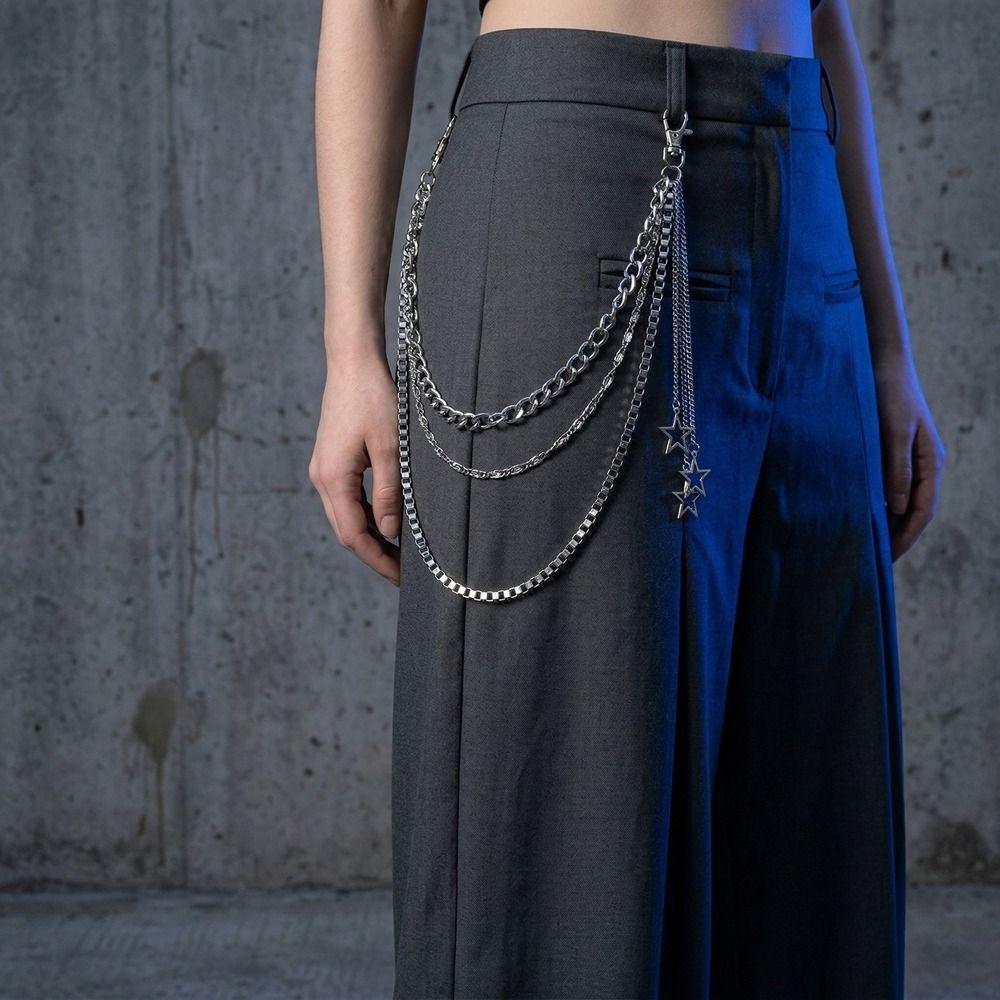 Three Layers Star Pendant Pants Chain Tassel Punk Waist Chain Fashion Hip Hop Chain Rock