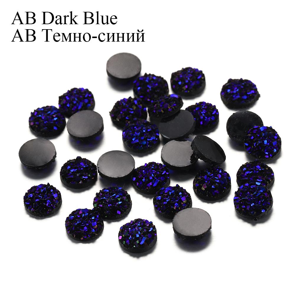 50Pcs/Lot 8mm Mix Colors Natural Ore Style Cabochons Convex Flat Back Resin Half Round Cabochons For DIY Jewelry Making Supplies