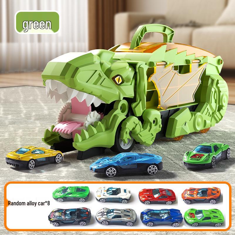 Dinosaur Devouring Car: Transforming Track & Storage Toy for Kids