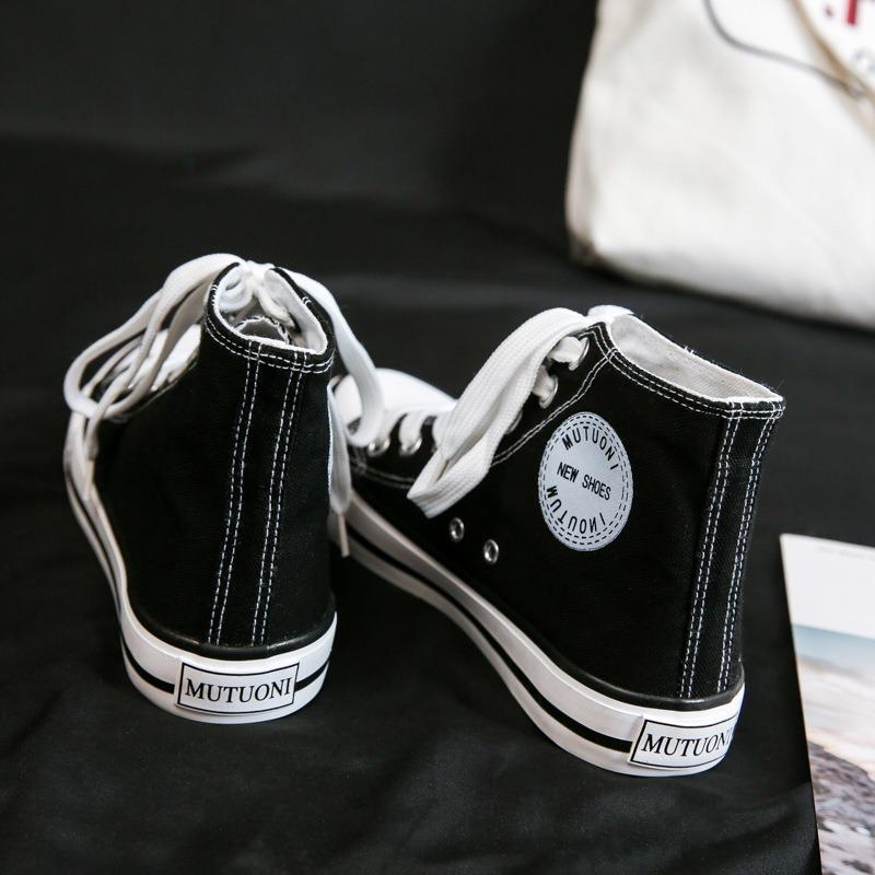 Women Canvas Sneakers Casual Flat Lace Up High Top White Shoes Unisex Vulcanized Shoes Woman Couple Shoes