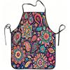 1pc Bohemian Floral Paisley Apron with Adjustable Waistband & Colorful Print - Durable Easy-Clean Polyester Suitable for Kitchen Cooking, Gardening, O