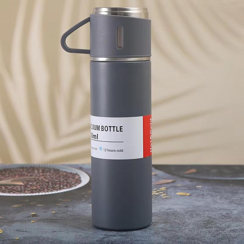500ML Stainless Steel Vacuum Flask Gift Set Office Business Style Thermos Bottle Outdoor Hot Water Thermal Insulation Couple Cup