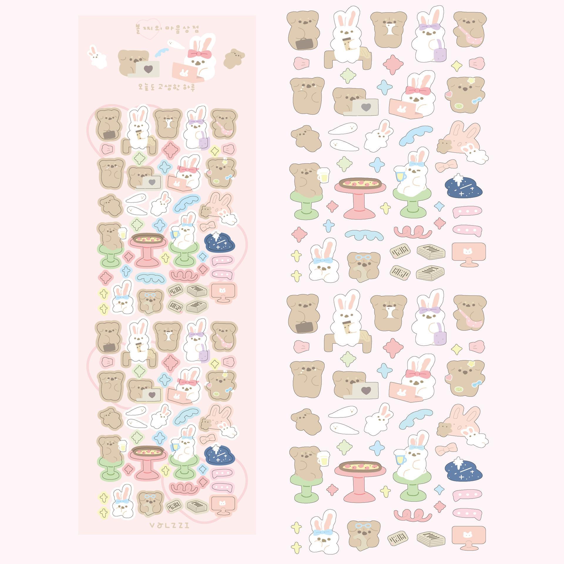 

Корейская популярная милая наклейка с изображением медведя из мультфильма, горячая серебряная наклейка с изображением кролика gooka, декоративный материал своими руками