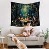 Enchanted Forest Tapestry, Fantasy Woods Tapestry Wall Hanging, Magical Wildflower Forest Animal Wall Blanket Decor For Home