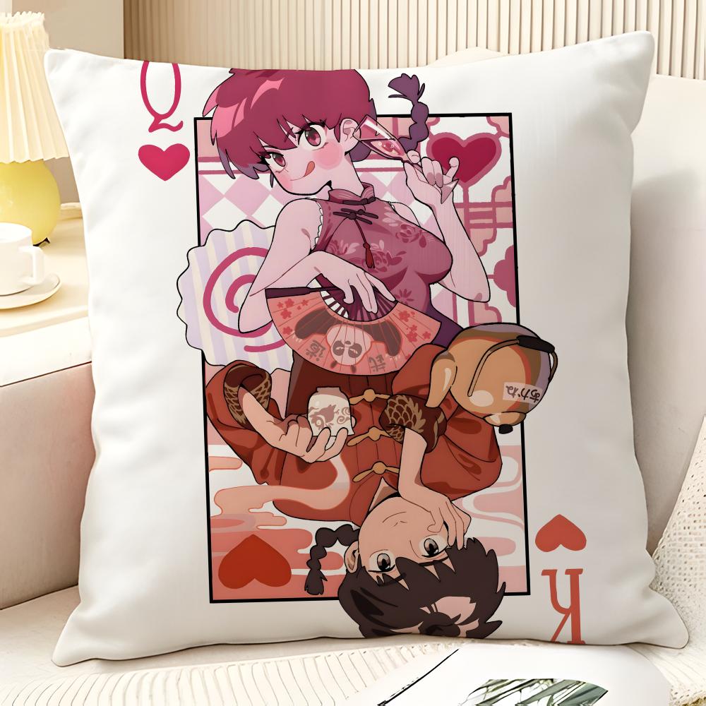 Cartoon Comic P Chan R-Ranma ½ 1 Pillow Case Natural Linen Organic Fabric Double-Sided Printing Sofa Home Decor Gift Pillow Case