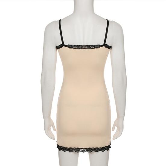 Women Nightgown V-neck Lace Trim Chemise Sleepwear Full Slip Bodycon Sleep Dress Sexy Spaghetti Strap Sleeveless Night Skirt