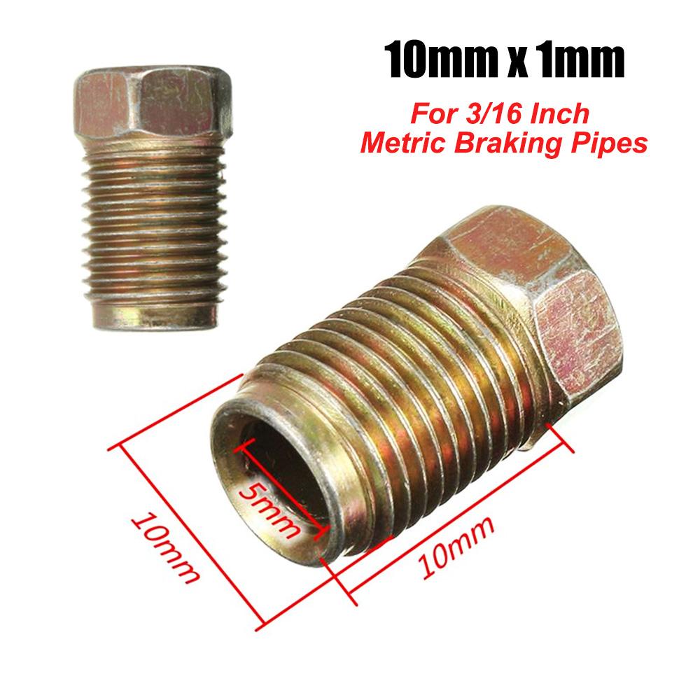 10/20Pcs / Set 10mm X 1mm Male Short Brake Pipe Screw Nuts For 3/16" Metric Pipe Durable Copper Nuts Bolts Male Brake Nuts