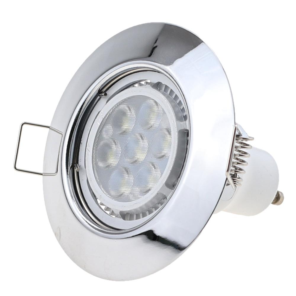 1/10 PCS GU10 MR16 Spot Encastré Cadres Noir Chrome pour Plafond Spot Orientable Rond Support de Lampe