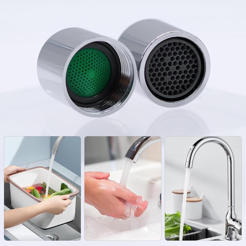 Packung mit 8 Belüftern M18 Belüfter für Wasserhähne Innengewinde Belüfter Wassersparender Belüfter mit 8 Dichtungen, Küchen- und Badarmaturen