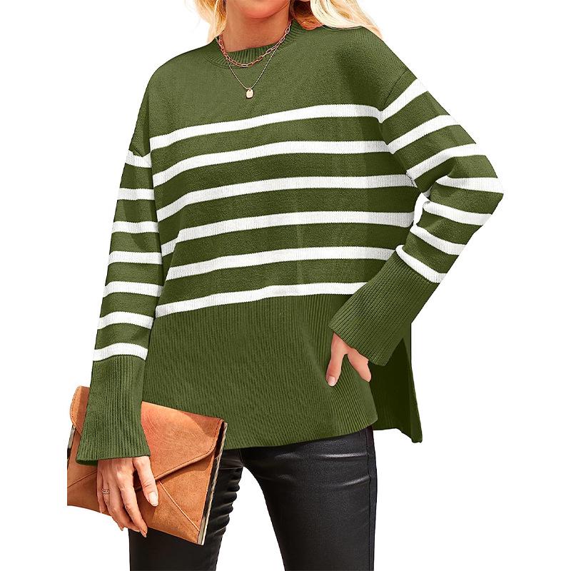 Women's Striped Knit Pullover Sweater - Autumn/Winter 2025 Collection