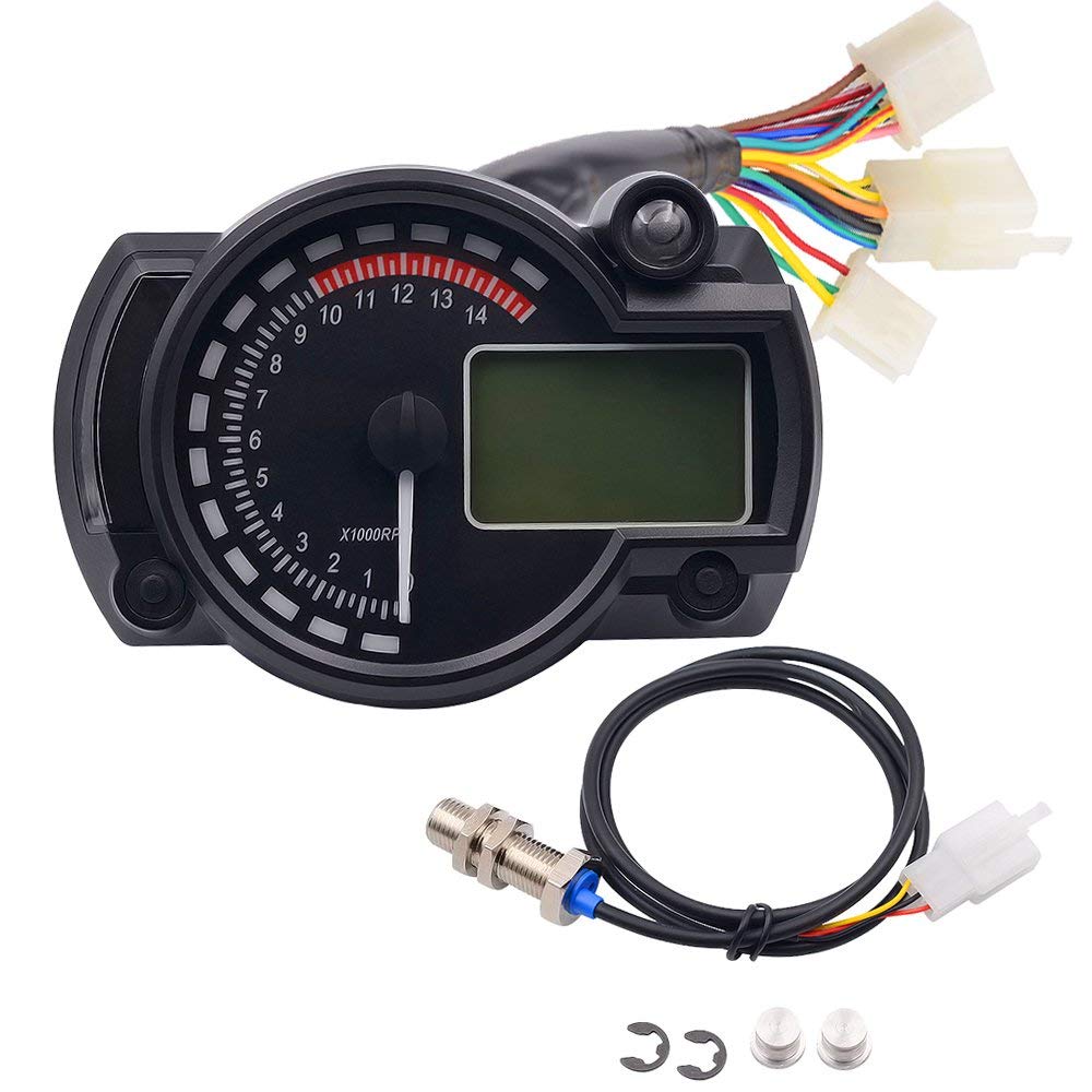 Universal Motorcycle Motorcycle LCD 7 Color Switching Multimeter All-in-One Digital Speedometer Analog Tachometer DC
