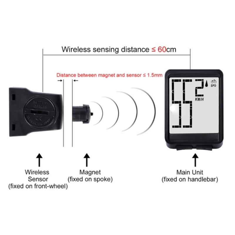 Large Screen Wireless Bicycle Computer Waterproof Bike Speedometer Stopwatch with Backlight Bike Bicycle Speedometer
