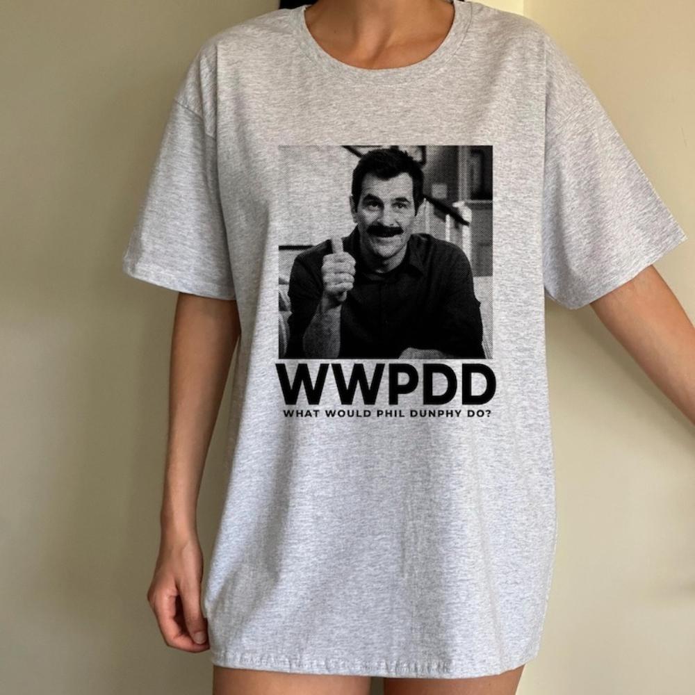 Camiseta Phil Dunphy WWPDD ¿Qué Haría Phil Dunphy? Camiseta Programa de TV Divertida 90s Retro Vintage Camisetas Gráficas Mujer Unisex Algodón