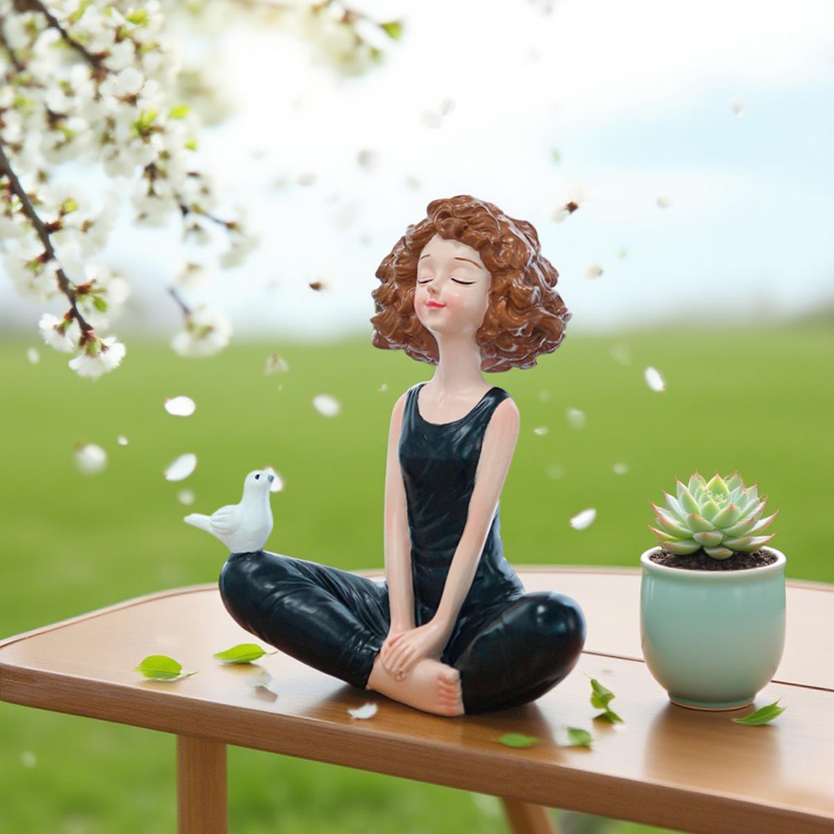 

1PC 5.11 inch creative home yoga ornament for girls, suitable for housewarming/Christmas, hand-painted resin crafts