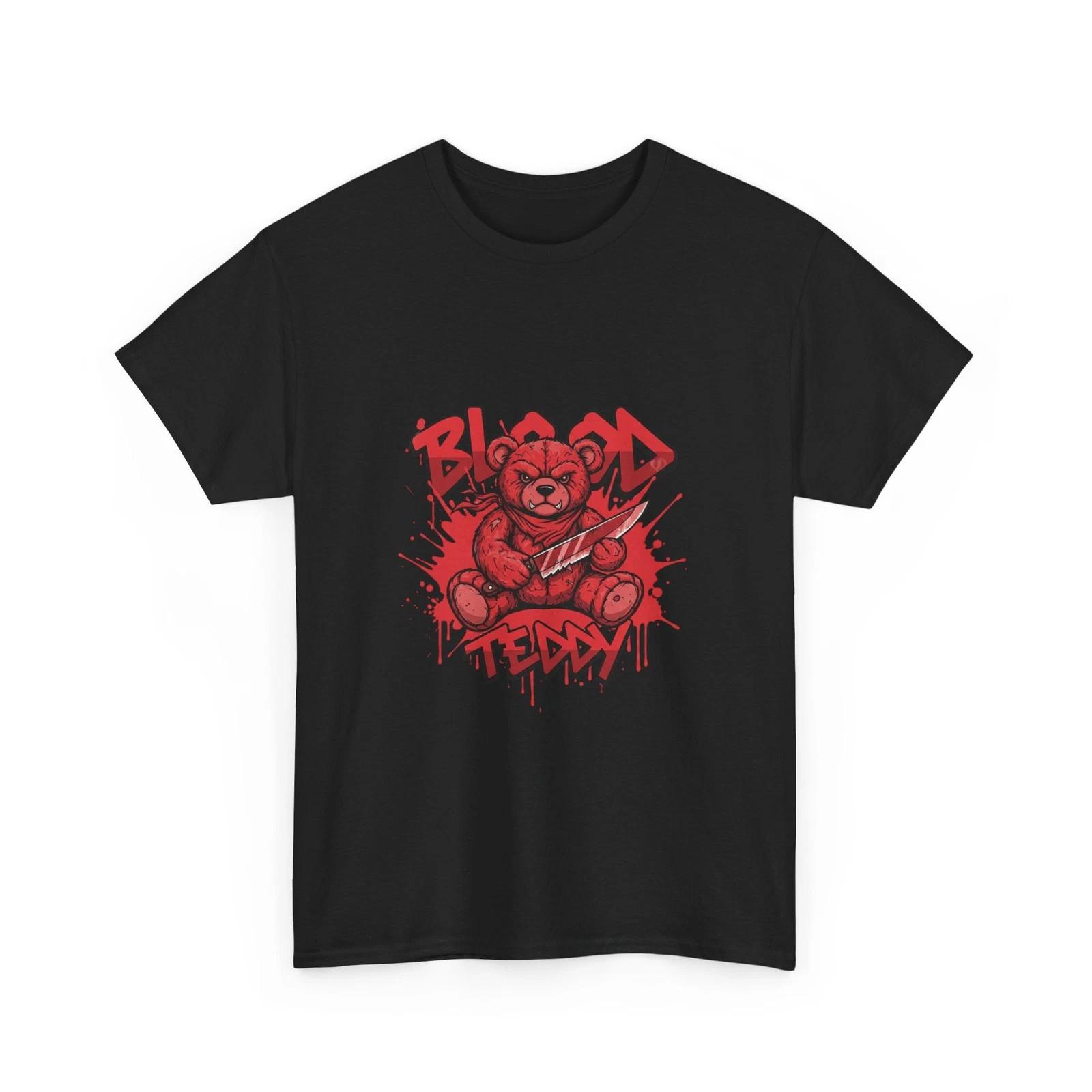 Blood Teddy Bear T-Shirt | Red Grunge Teddy Bear Graphic Tee, Cool Style T-Shirt S