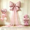 Girls' 5th & 6th Birthday Decor Set with Bow, Net Yarn, and Balloons for a Festive Photo Atmosphere