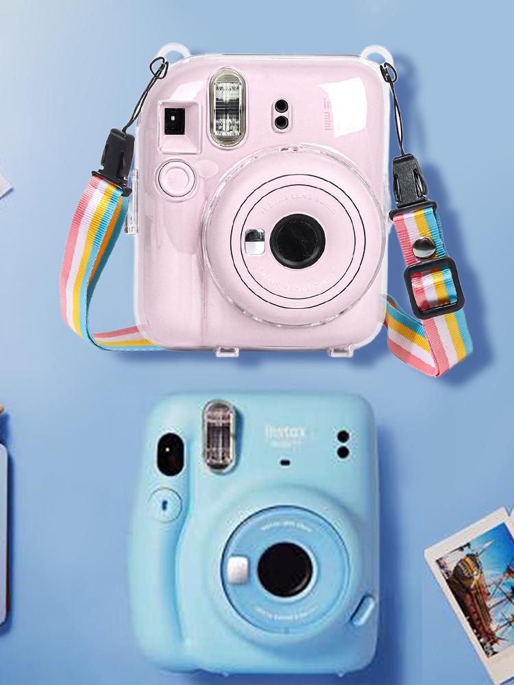 Mini Camera Case PC Crystal Camera Bag with Shoulder Strap Protective Shell for Fujifilm Instax Mini 12 for Camera Instax Mini12