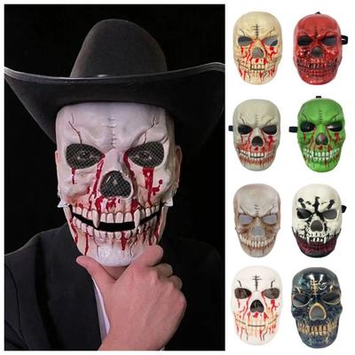 Adjustable Halloween Skull Masks Realistic Scary Skull Headgear  Haunted House Party Supplies