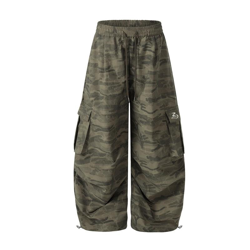 2026 American Outdoor Camo Cargo Pants Loose Fit Straight Leg Trousers Men Women