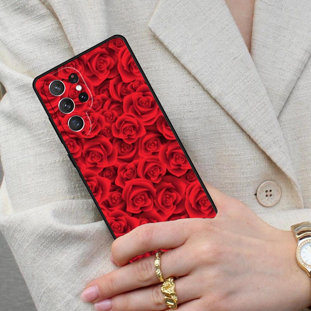 Bright Red Roses Flowers Cell Phone Case for Samsung Galaxy S26 Ultra S25 S24 S23 S22 S21 S20 Note10 Cover