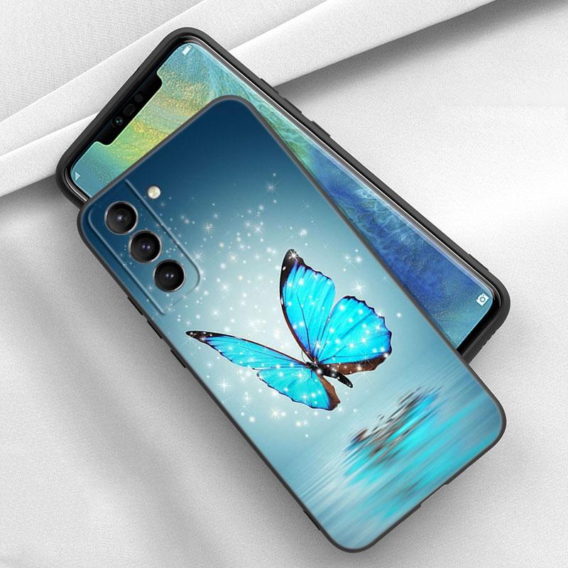 Blue Butterfly Phone Case For iPhone Samsung Galaxy Redmi Xiaomi Oppo OnePlus Note S A 7 8 9 10 11 12 13 14 20 21 22 23 53 54 Pro Max Plus Ultra