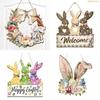 K1AE Festival Enhancing Plaque Feature Rabbit And Eggs For Spring Holiday Decors In Homes