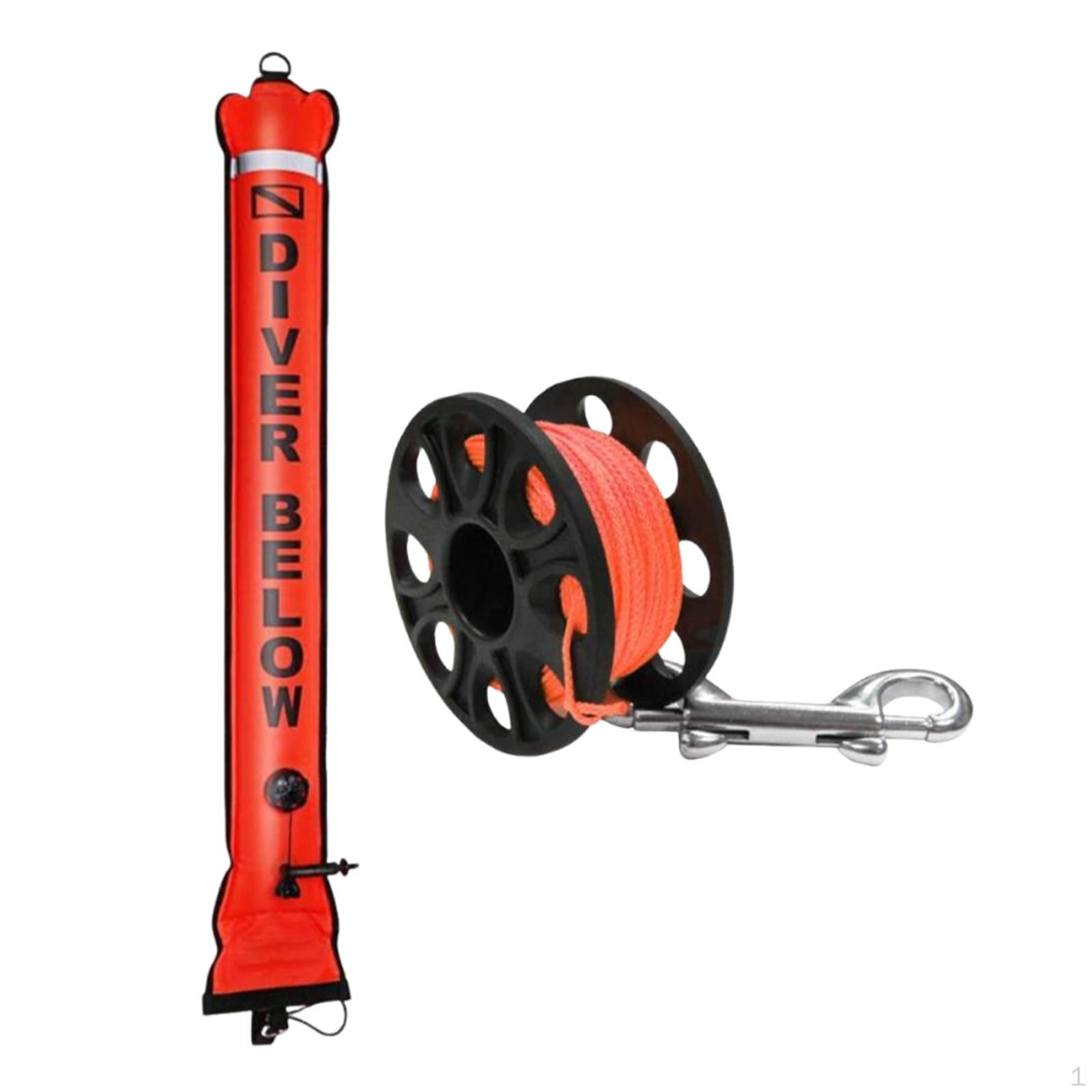 

30m Diving Surface Buoy with Reel for Underwater Sports , Sausage-Type Inflatable Signal Tube SMB 1.2Mx15cm