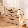 Cotton Fabric Foldable Storage Box Large Double Lid With Cover Organizer Underwear Miscellaneous Items Bedroom Arrangement Case