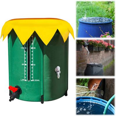 52 Gallonen Regentonnen faltbar PVC mit drei Hähnen Wassertank Regenwassersammelsystem Gartenwasserauffänger