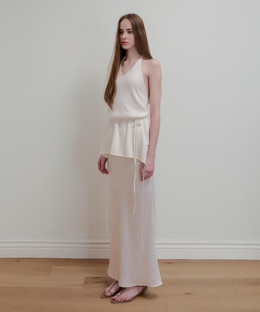 Aobteu Balloon Detail Satin Skirt - White