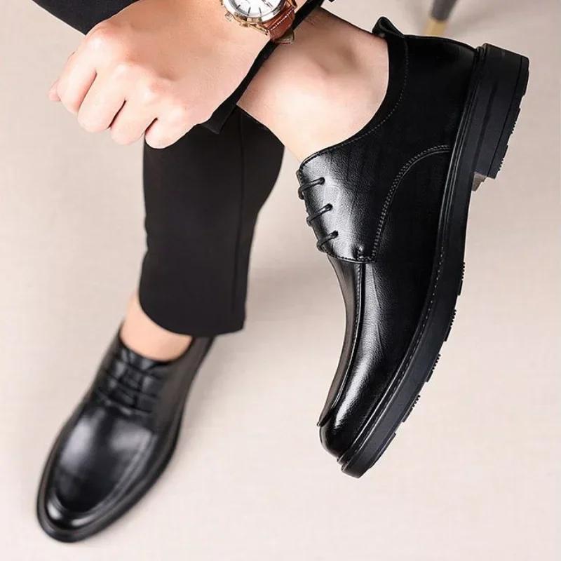 High Quality Social Shoe Male Legitimate Leather New Men's Formal Shoes Cheap Liquidation Party Casual Business Suit Clothing 39