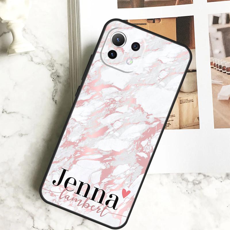 PERSONALISED initials name Rose Gold Cover For POCO M6 X6 Pro X3 X4 X5 M5s F3 F5 Xiaomi 13T Pro 11T 12T 12 13 Lite 14 Ultra Case
