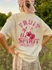 Womens Short Sleeve TShirt Cherry Alphabet Letter Print Casual Round Neck Blouse for Spring Summer Outfits Machine Washable