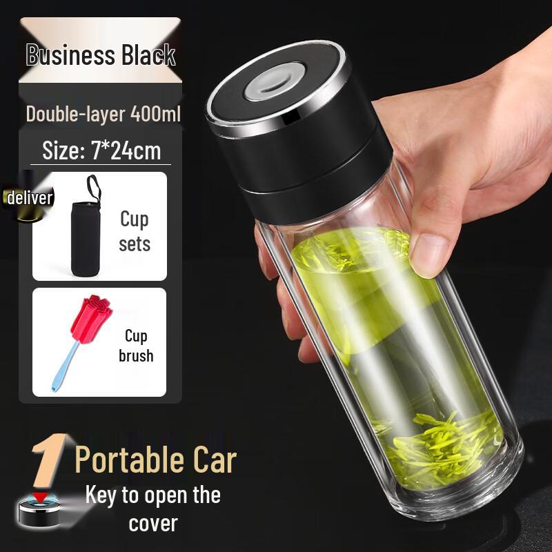 MINGHUI 400ml Double Wall Tea Infuser Glass Bottle