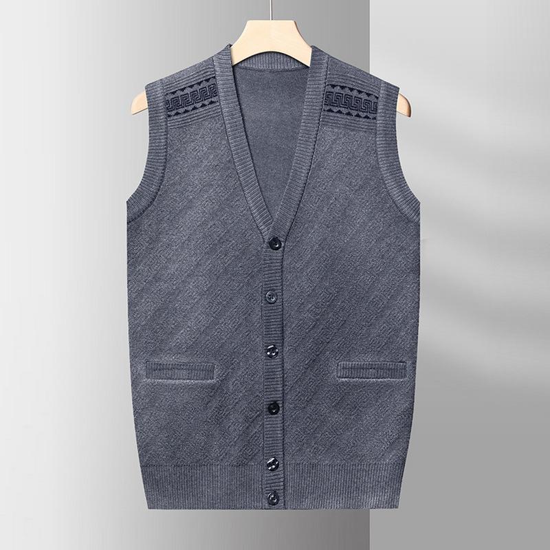 Papa Herbst- und Winterpullover Lockere Weste Herrenweste Mittelalter und ältere Strickjacke Weste für alte Männer